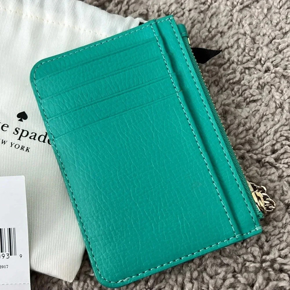Kate Spade Bitsy Sanders Place Card Wallet in Color Lizard (Teal) with Studs - Picture 4 of 9